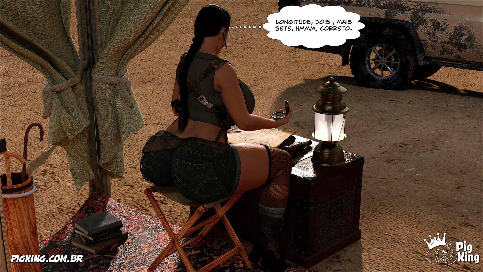Lara Croft Submissa: Quadrinhos Pornô com Fodas Selvagens e Surras de Pica