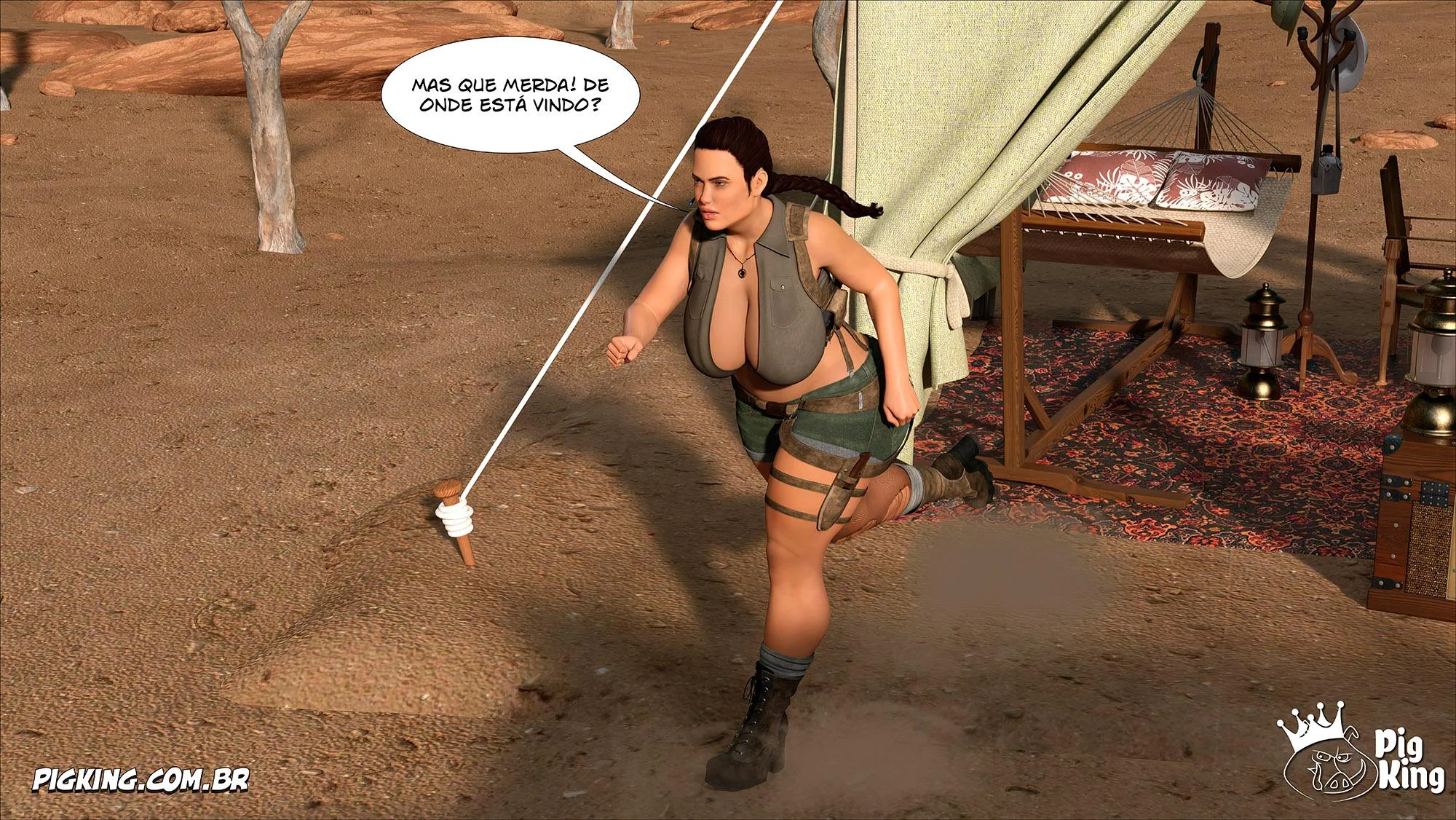 Lara Croft Submissa: Quadrinhos Pornô com Fodas Selvagens e Surras de Pica