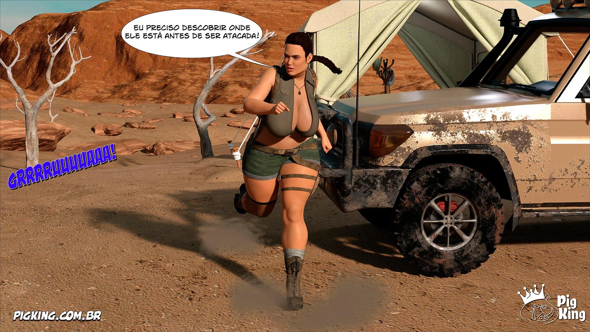 Lara Croft Submissa: Quadrinhos Pornô com Fodas Selvagens e Surras de Pica
