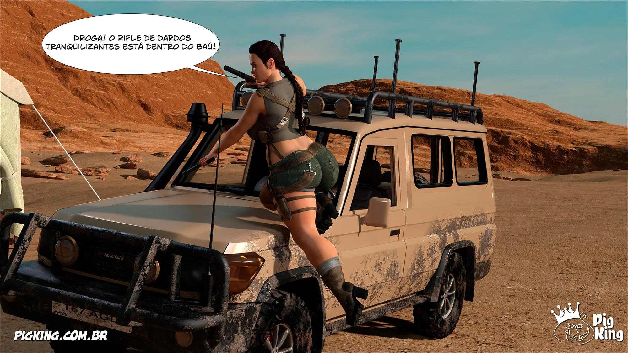 Lara Croft Submissa: Quadrinhos Pornô com Fodas Selvagens e Surras de Pica