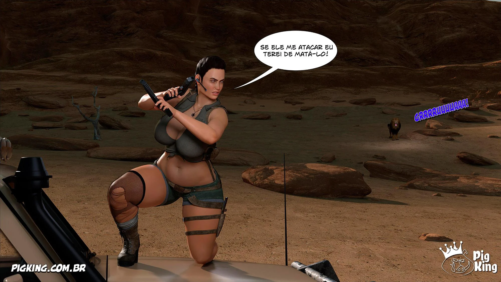 Lara Croft Submissa: Quadrinhos Pornô com Fodas Selvagens e Surras de Pica