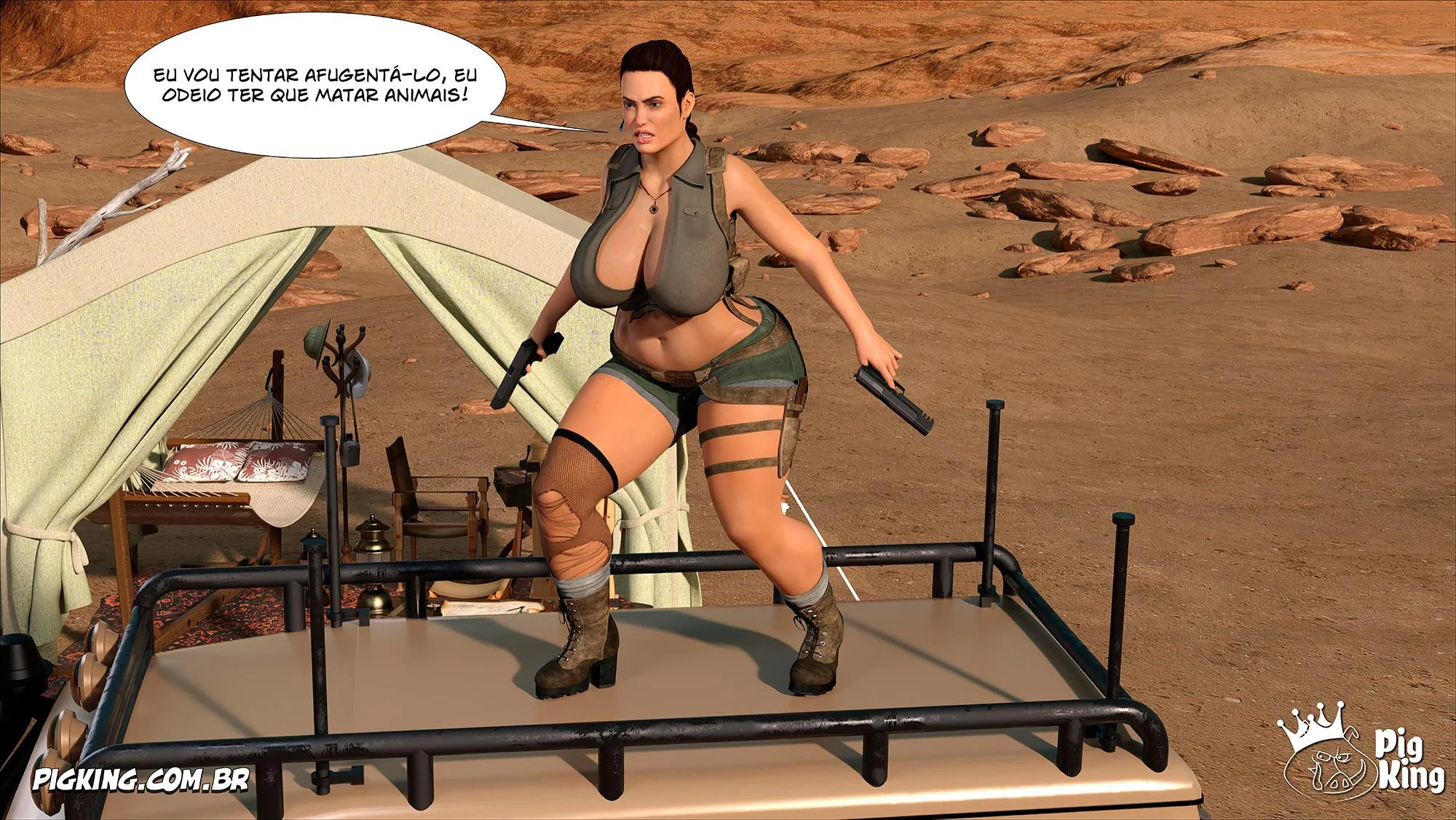 Lara Croft Submissa: Quadrinhos Pornô com Fodas Selvagens e Surras de Pica