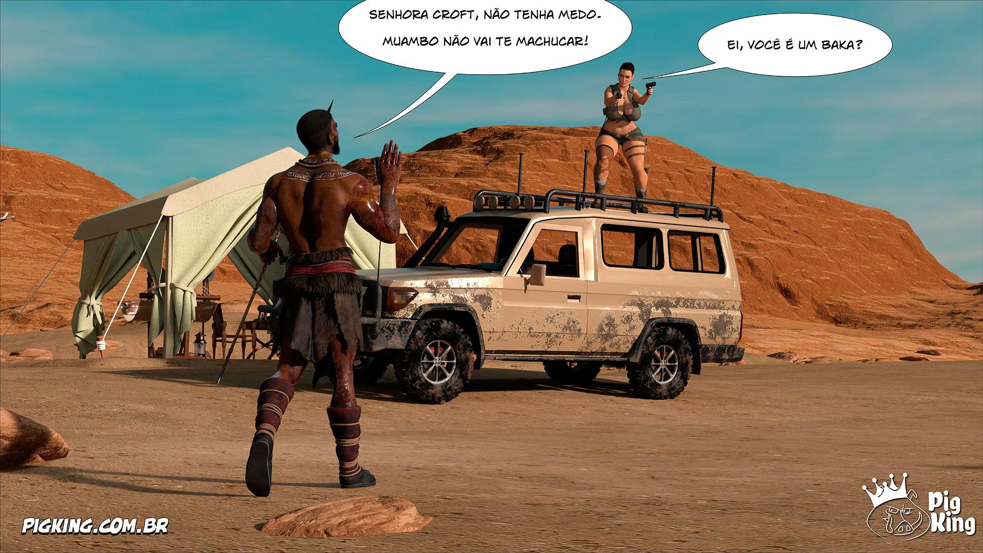 Lara Croft Submissa: Quadrinhos Pornô com Fodas Selvagens e Surras de Pica