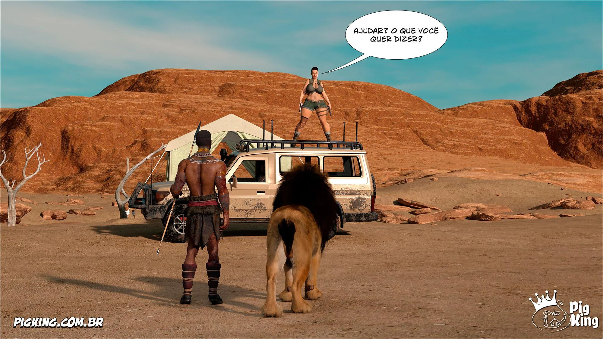 Lara Croft Submissa: Quadrinhos Pornô com Fodas Selvagens e Surras de Pica