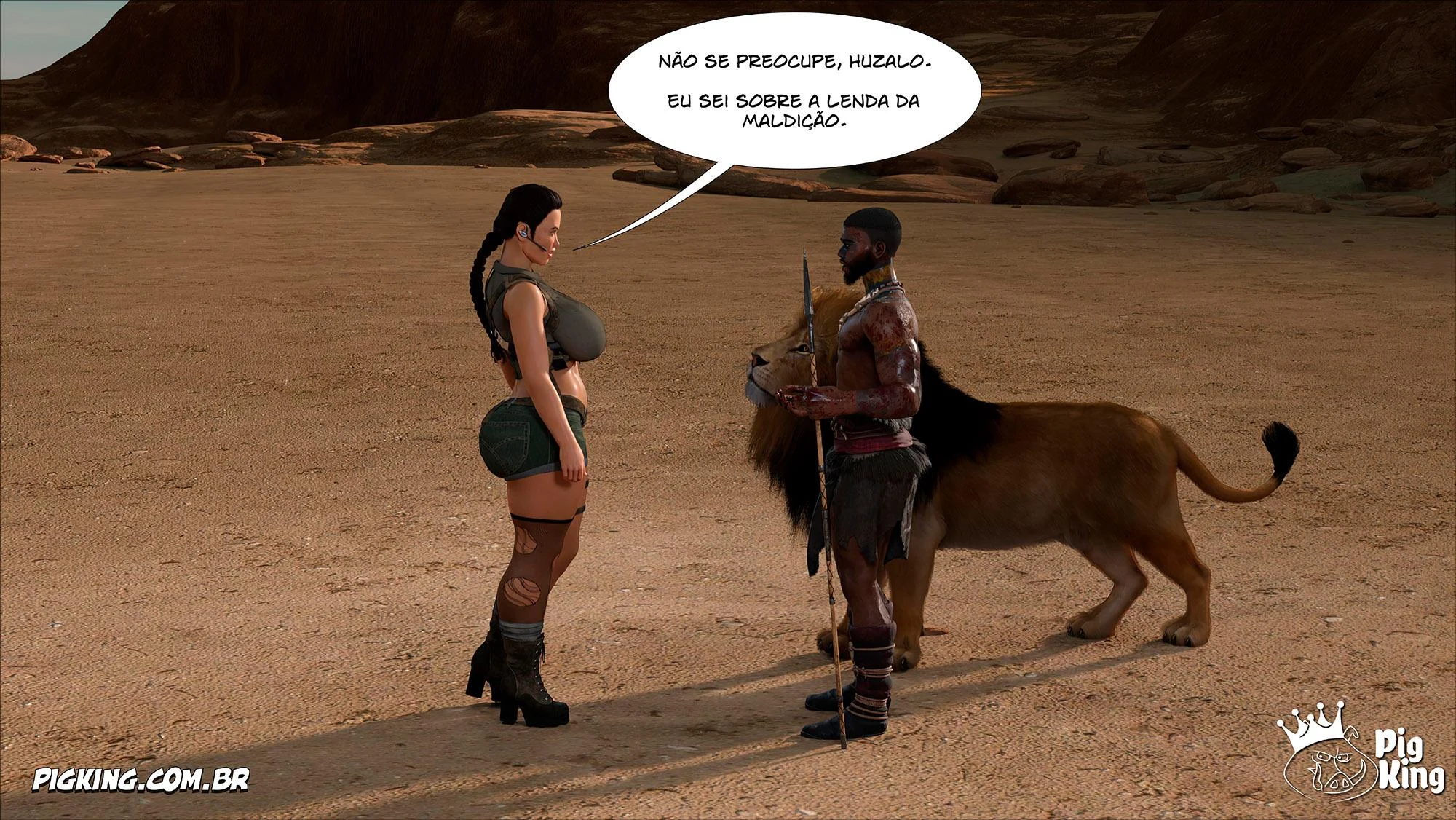 Lara Croft Submissa: Quadrinhos Pornô com Fodas Selvagens e Surras de Pica