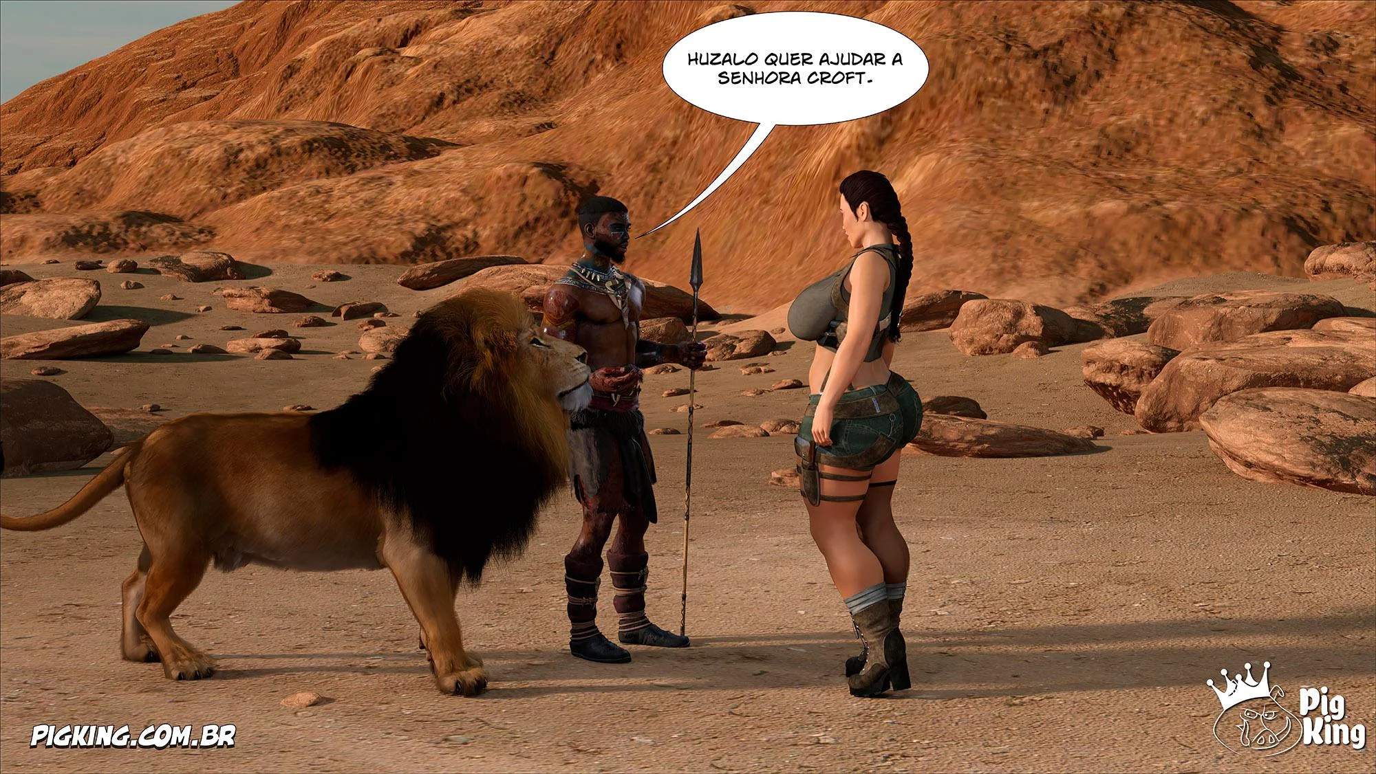 Lara Croft Submissa: Quadrinhos Pornô com Fodas Selvagens e Surras de Pica