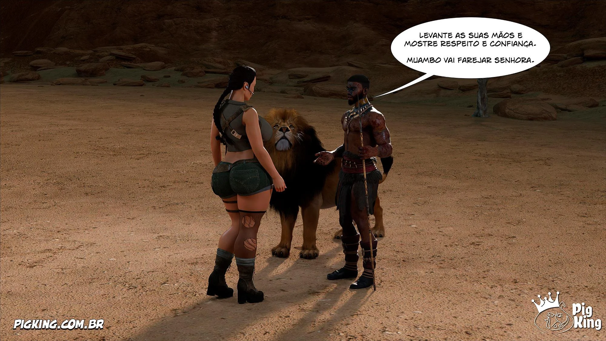 Lara Croft Submissa: Quadrinhos Pornô com Fodas Selvagens e Surras de Pica