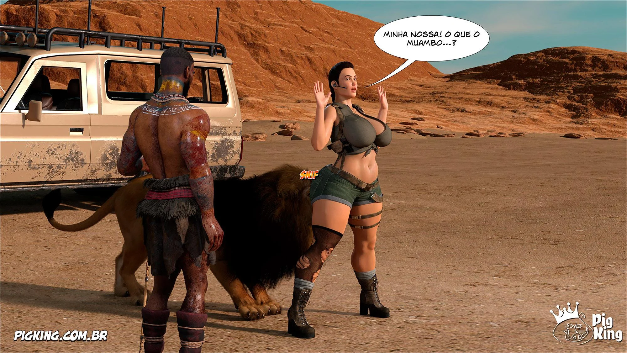 Lara Croft Submissa: Quadrinhos Pornô com Fodas Selvagens e Surras de Pica