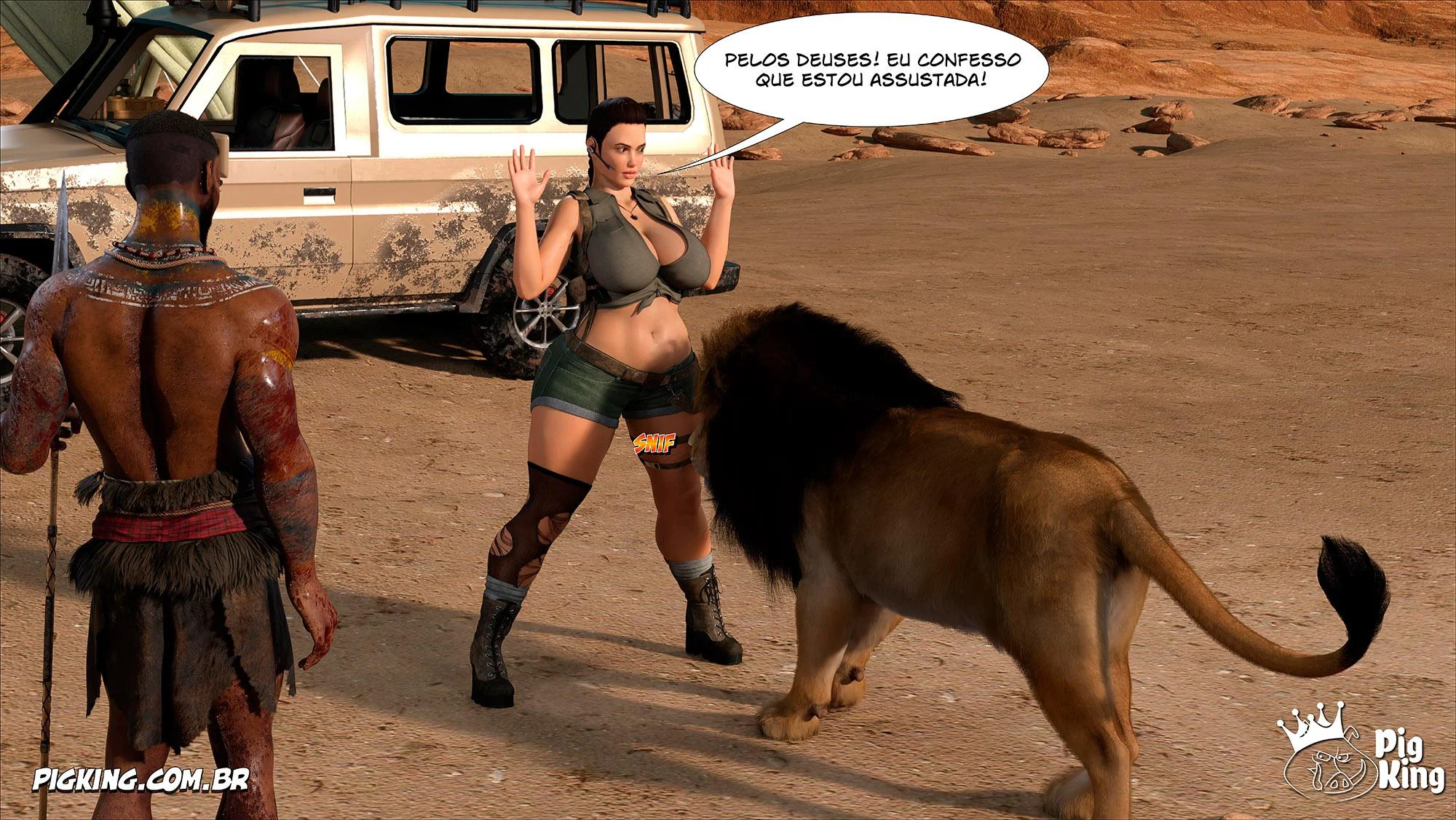 Lara Croft Submissa: Quadrinhos Pornô com Fodas Selvagens e Surras de Pica