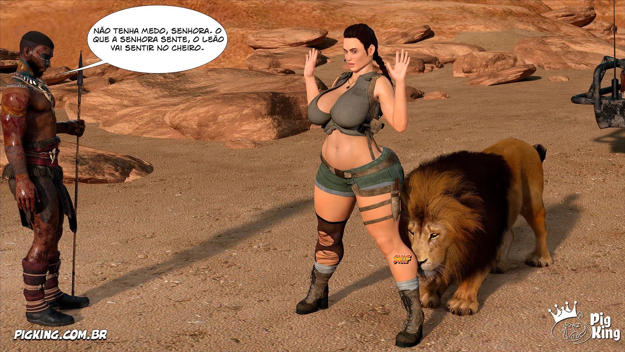Lara Croft Submissa: Quadrinhos Pornô com Fodas Selvagens e Surras de Pica