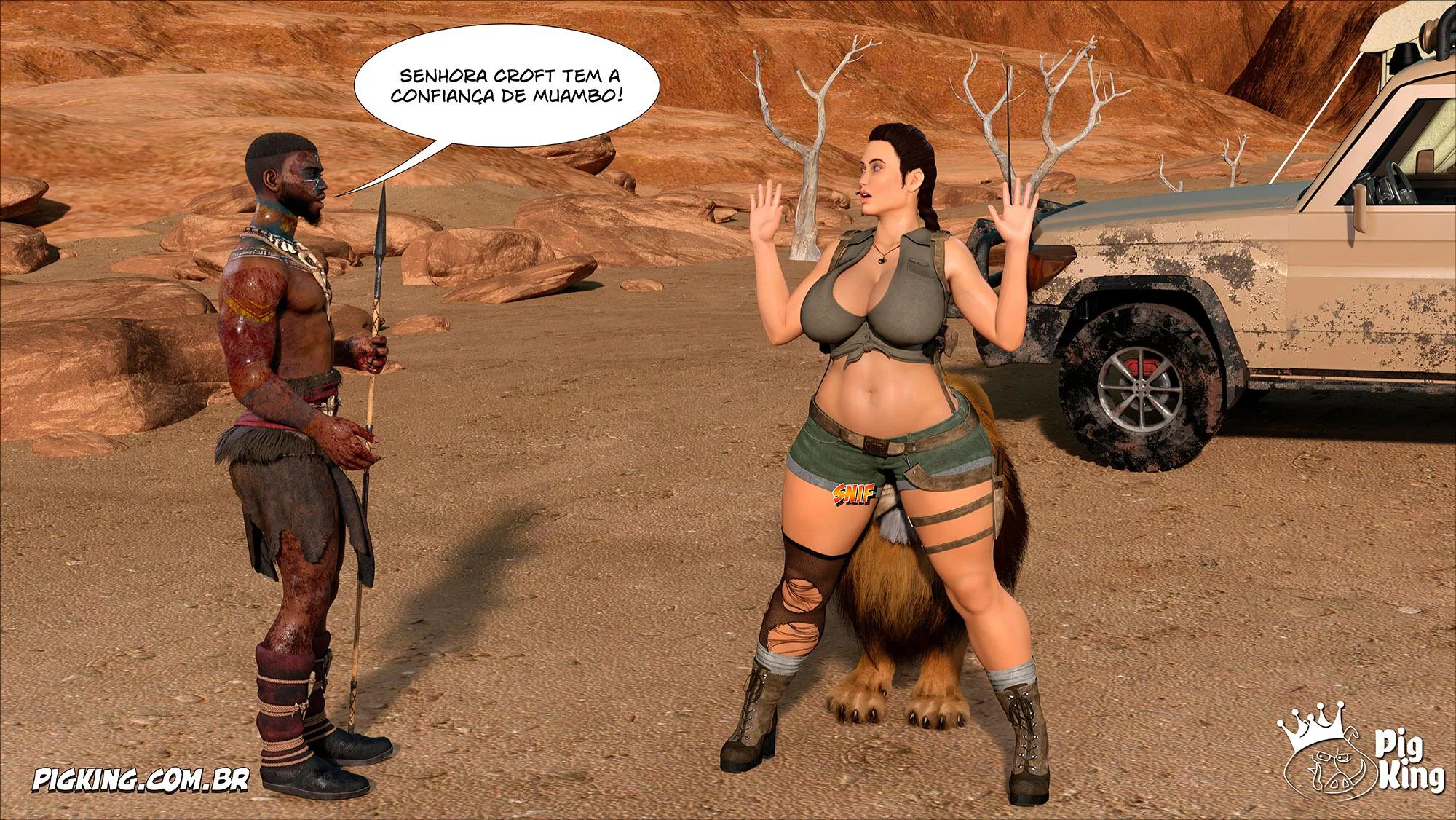 Lara Croft Submissa: Quadrinhos Pornô com Fodas Selvagens e Surras de Pica