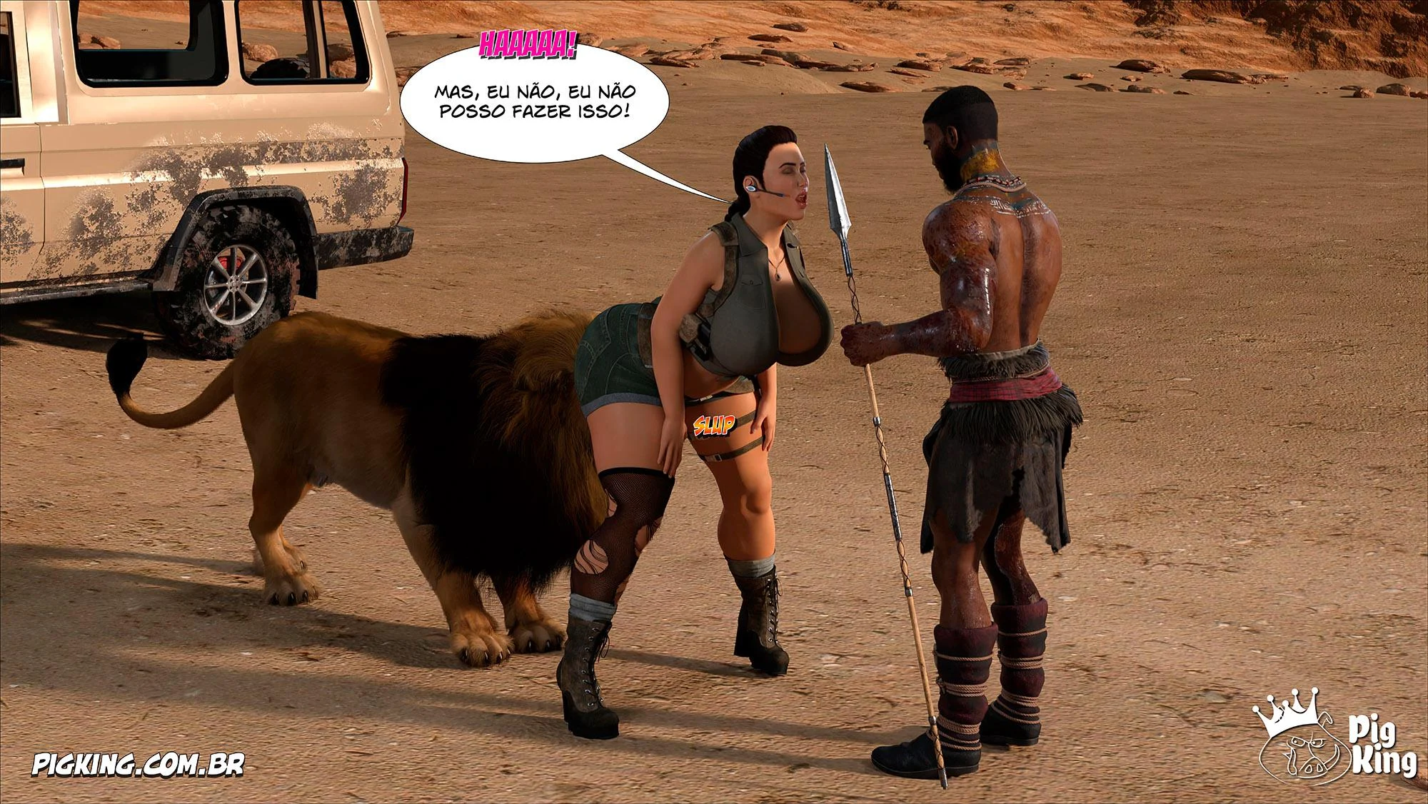 Lara Croft Submissa: Quadrinhos Pornô com Fodas Selvagens e Surras de Pica