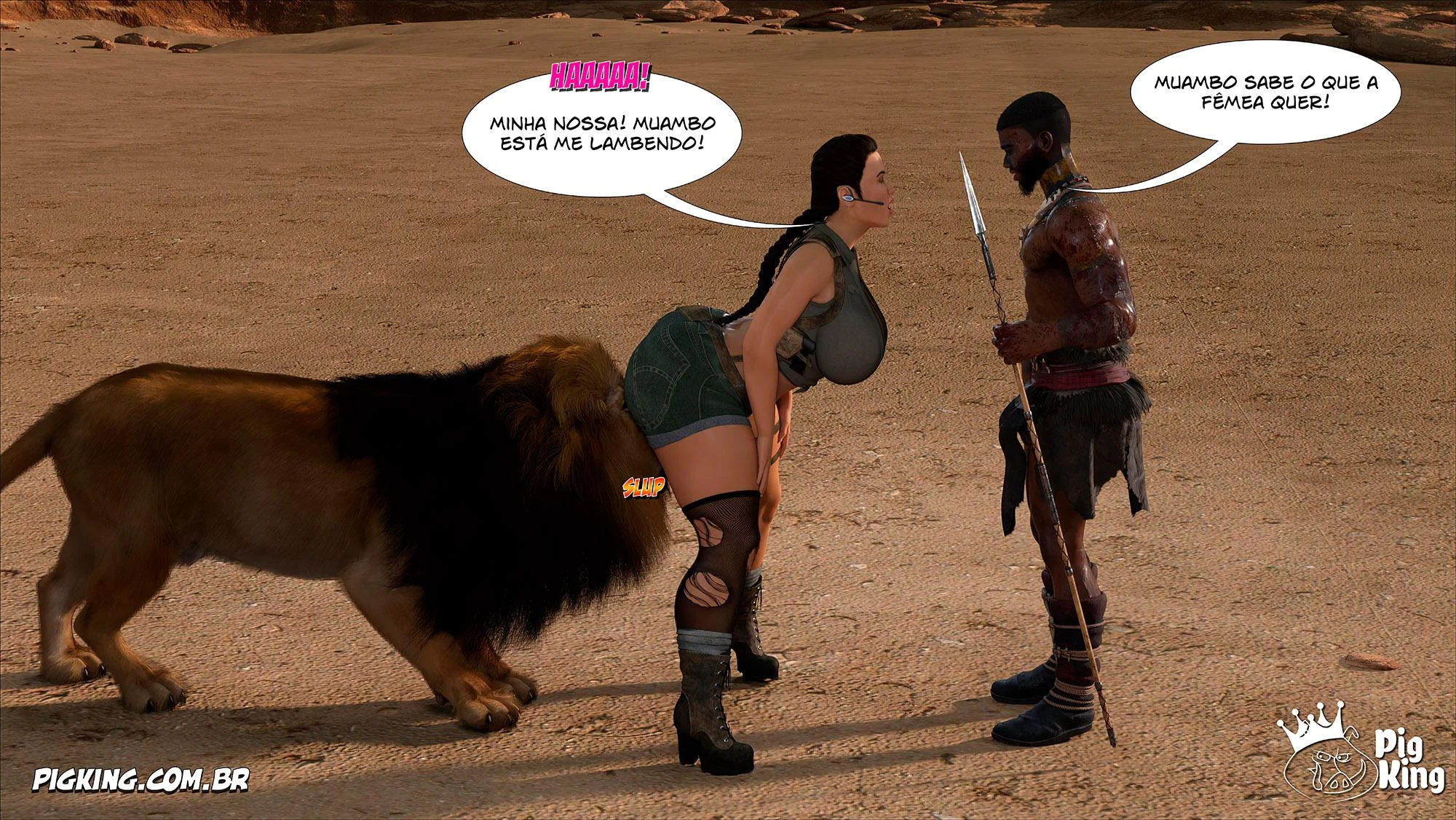 Lara Croft Submissa: Quadrinhos Pornô com Fodas Selvagens e Surras de Pica