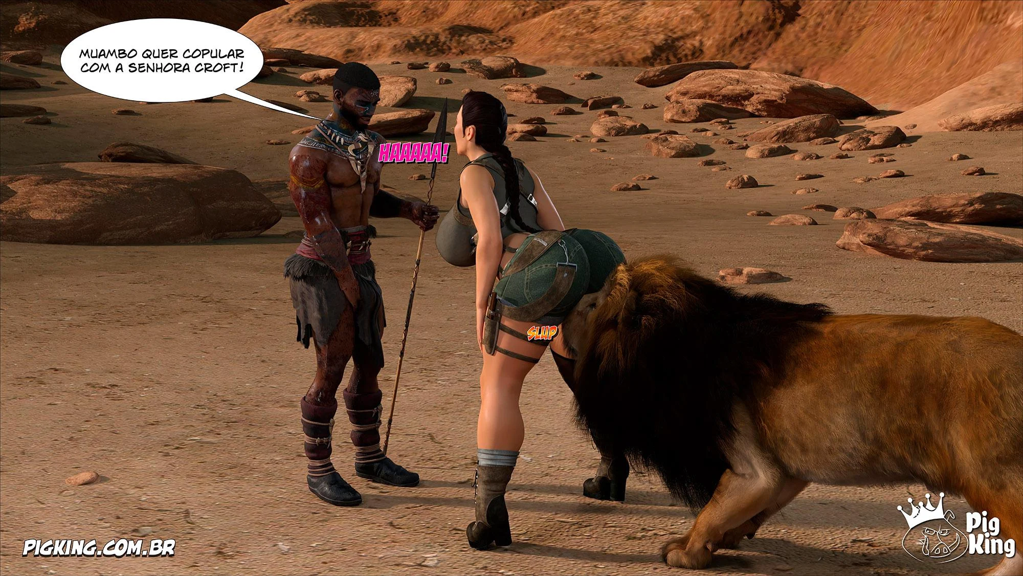 Lara Croft Submissa: Quadrinhos Pornô com Fodas Selvagens e Surras de Pica