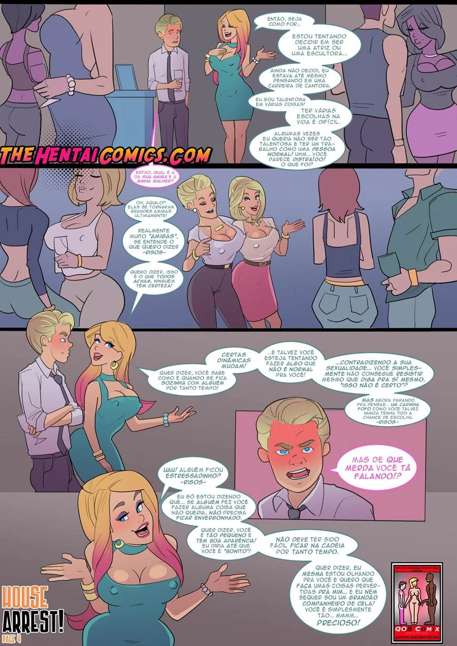 Pica Preta Arrombando Corno na Frente da Esposa em HQ Erótica Gay