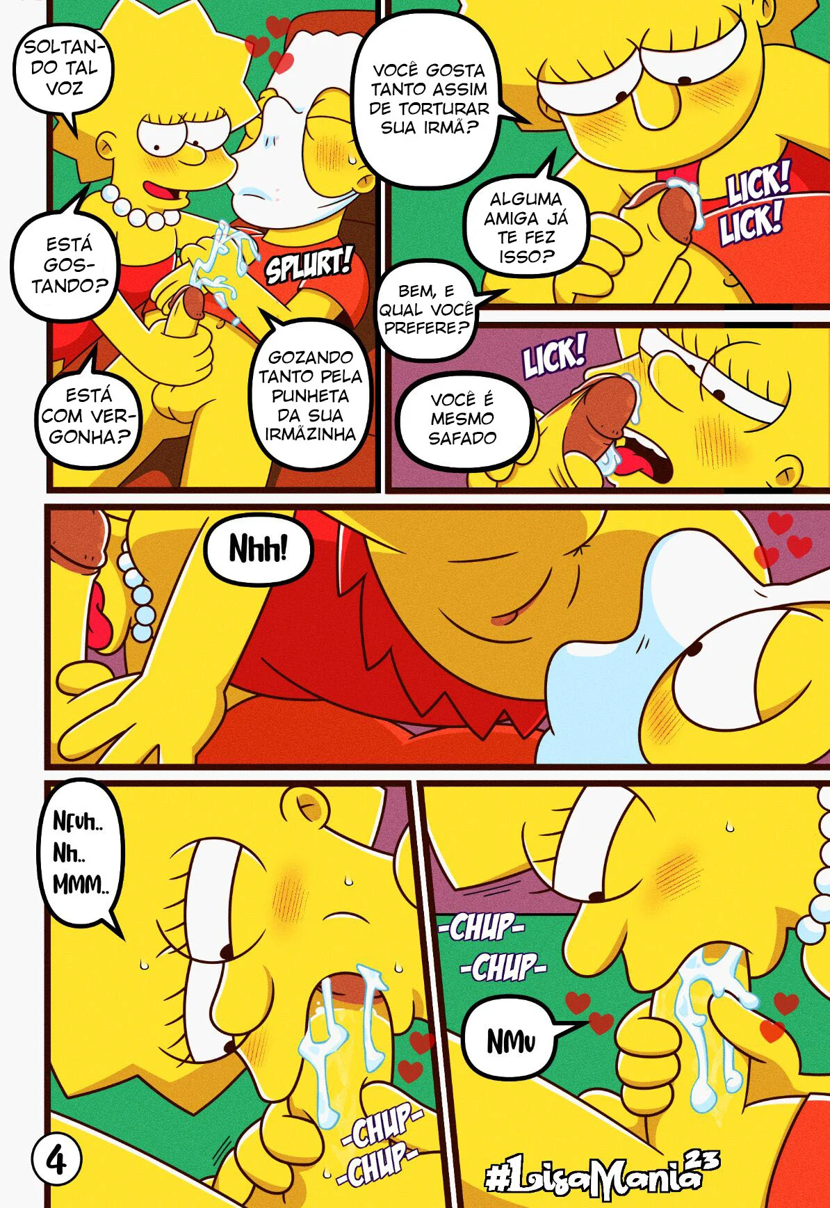 Sexo Explícito: Lisa dos Simpsons em HQ Erótica com irmã safada