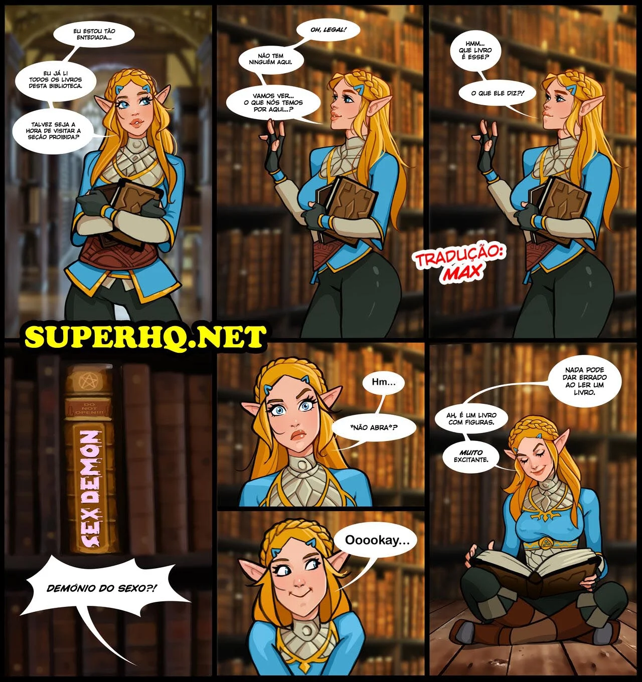 Zelda Transa na Biblioteca - Hentai Explícito em HQ