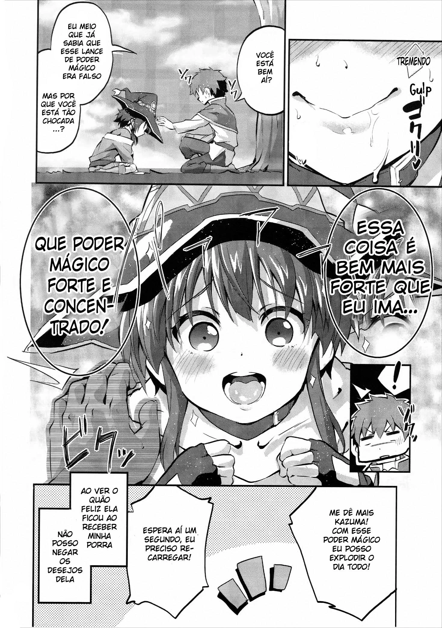 Megumin implora por gozada mágica na floresta
