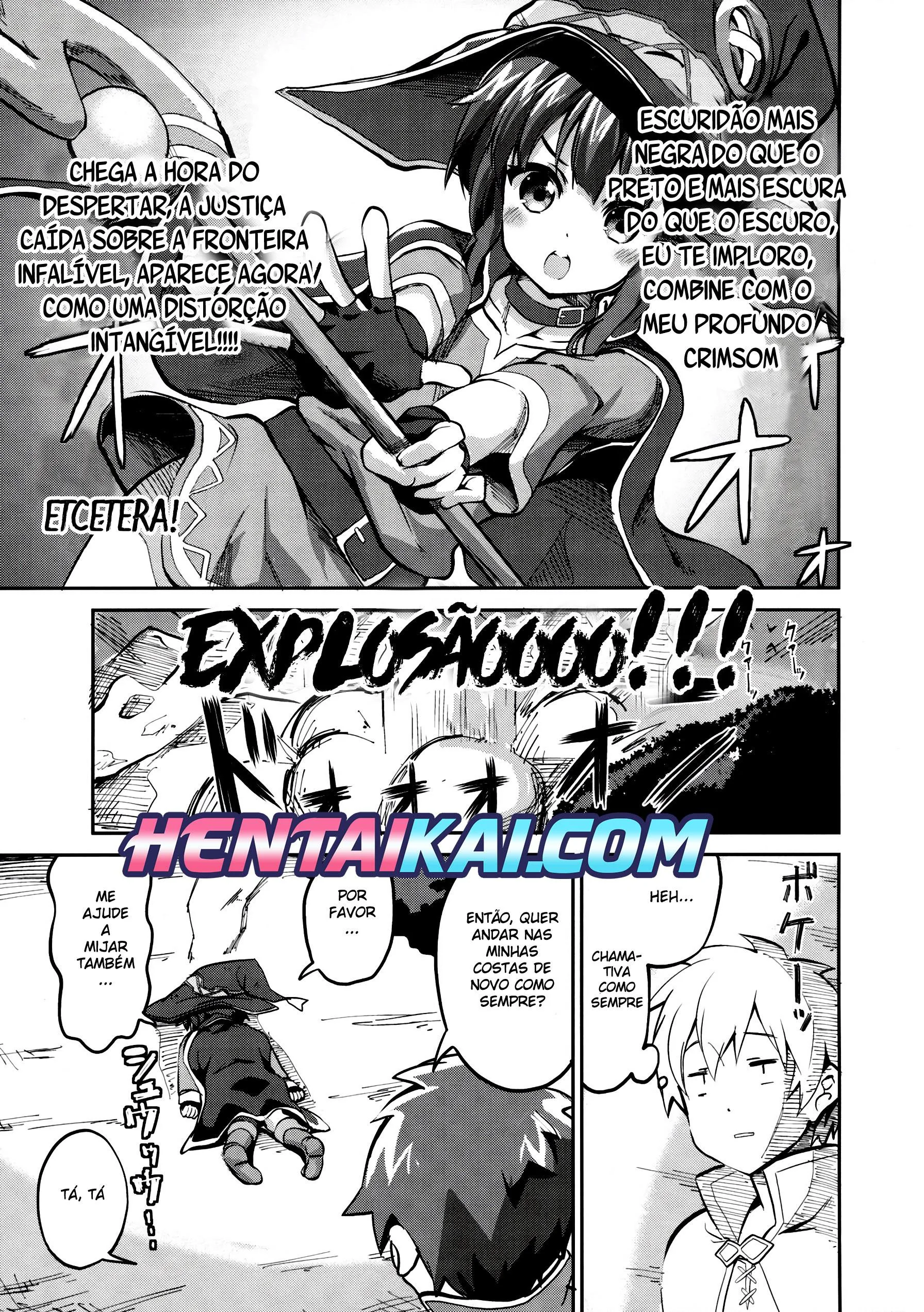 Megumin implora por gozada mágica na floresta