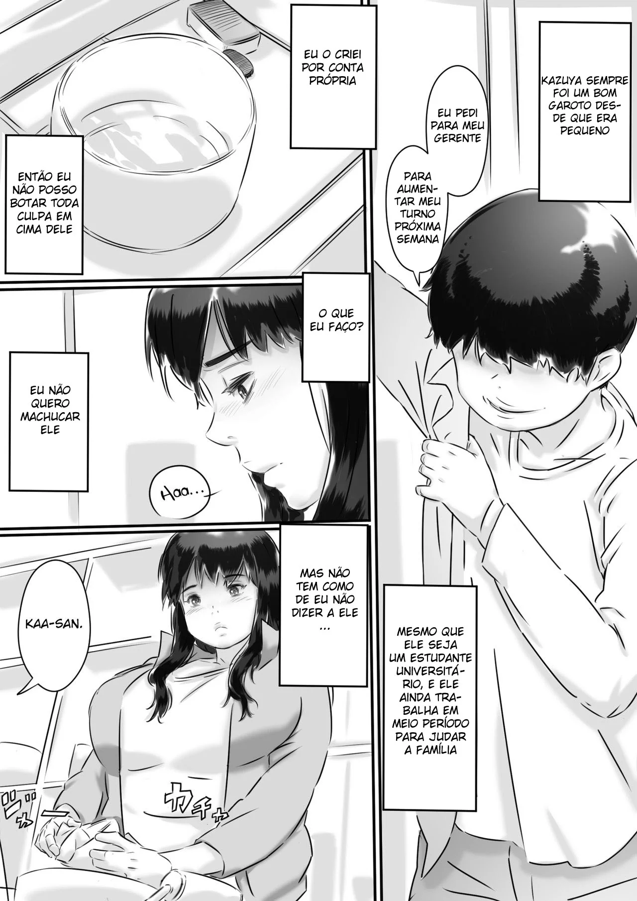 Kaa-san, a piranha dos peitos grandes seduzida pelo filho fetiche em hentai HQ Brasil