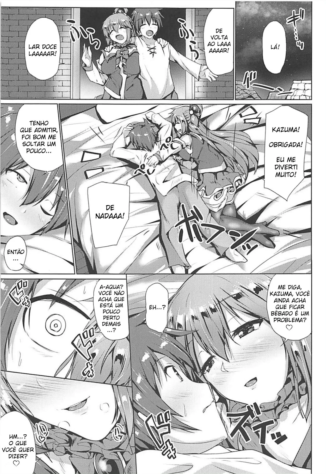 Aqua e Kazuma em Suruba Secreta