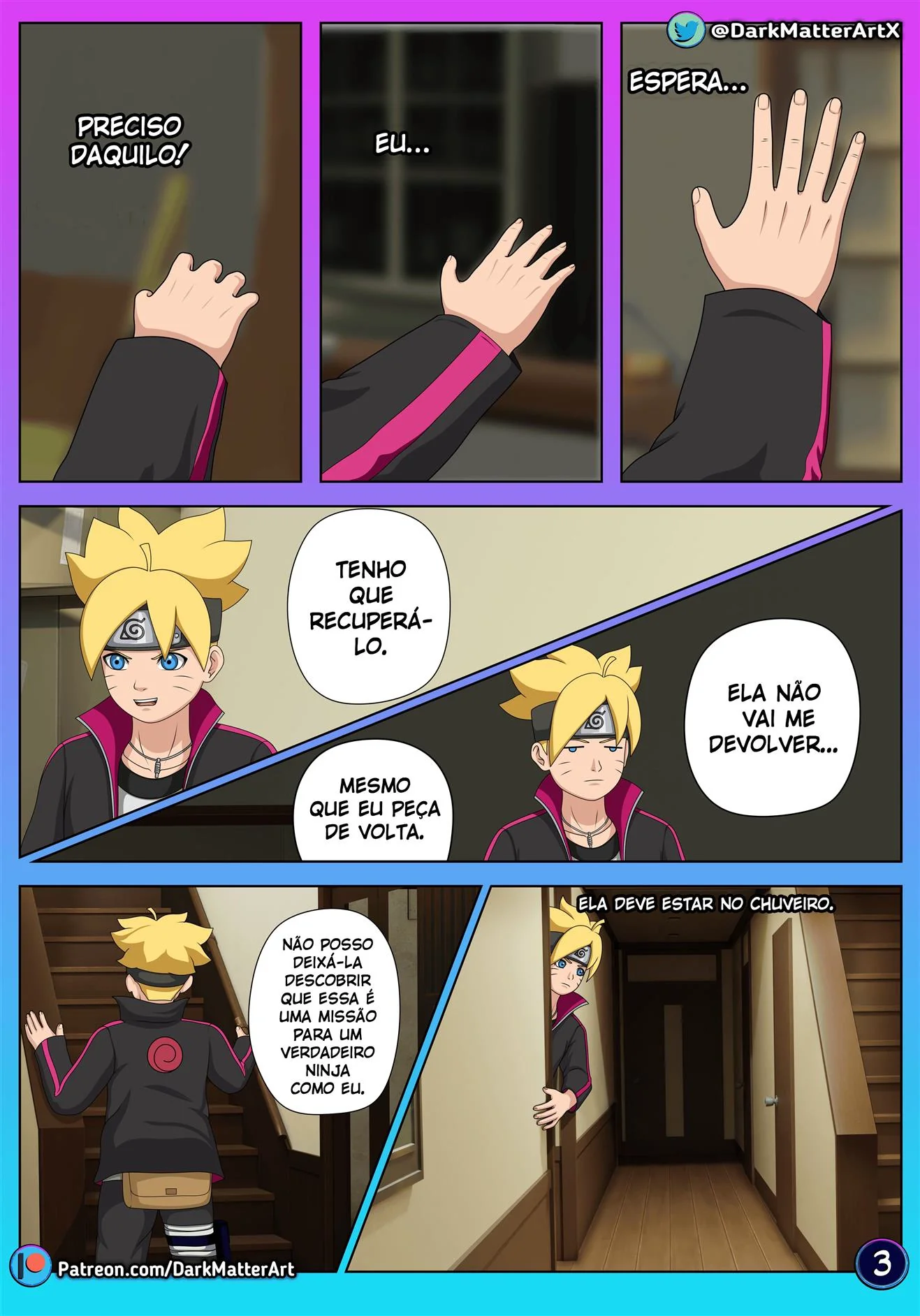 Boruto descobre segredo da buceta da Hinata em HQ Brasileiro