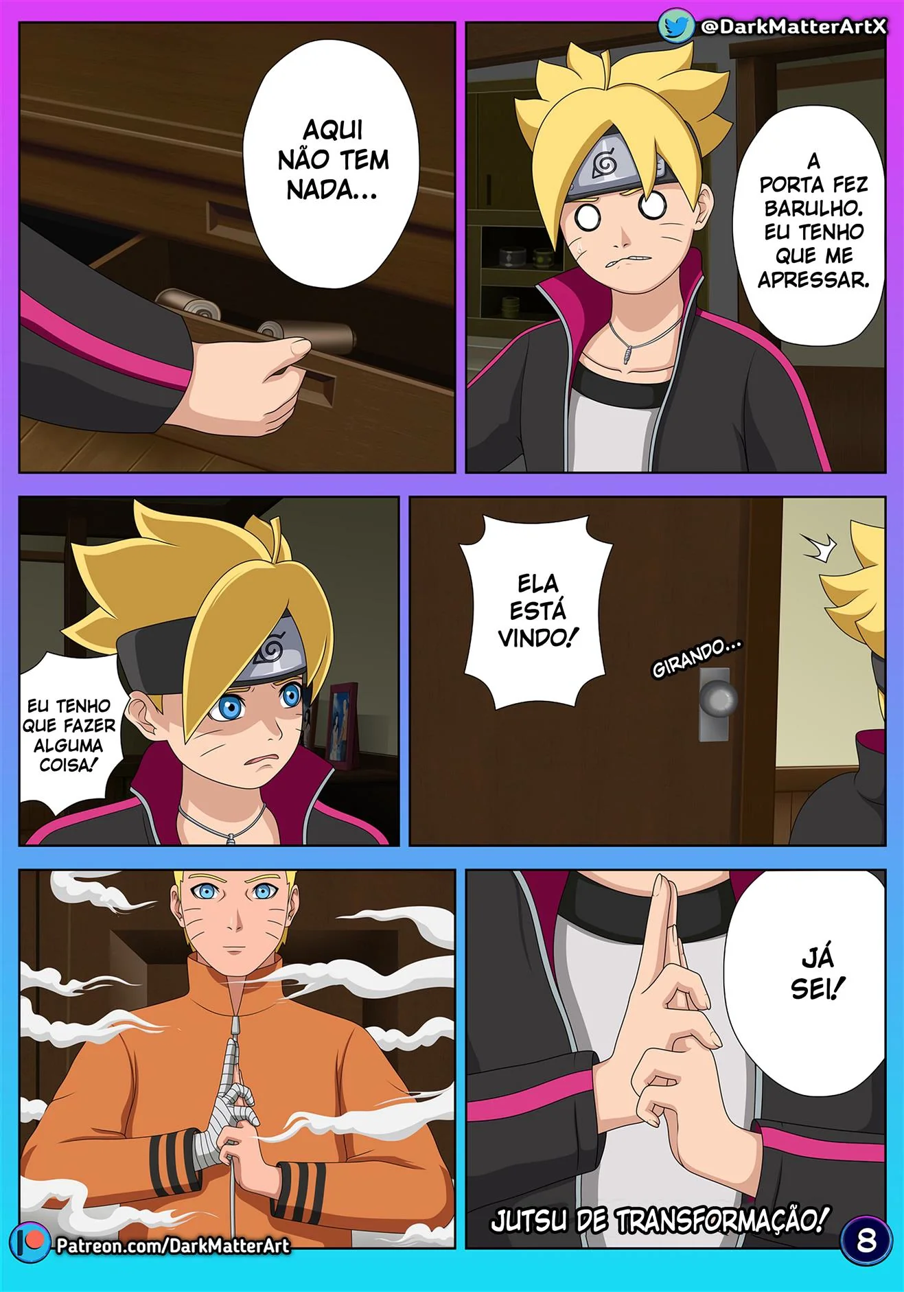 Boruto descobre segredo da buceta da Hinata em HQ Brasileiro