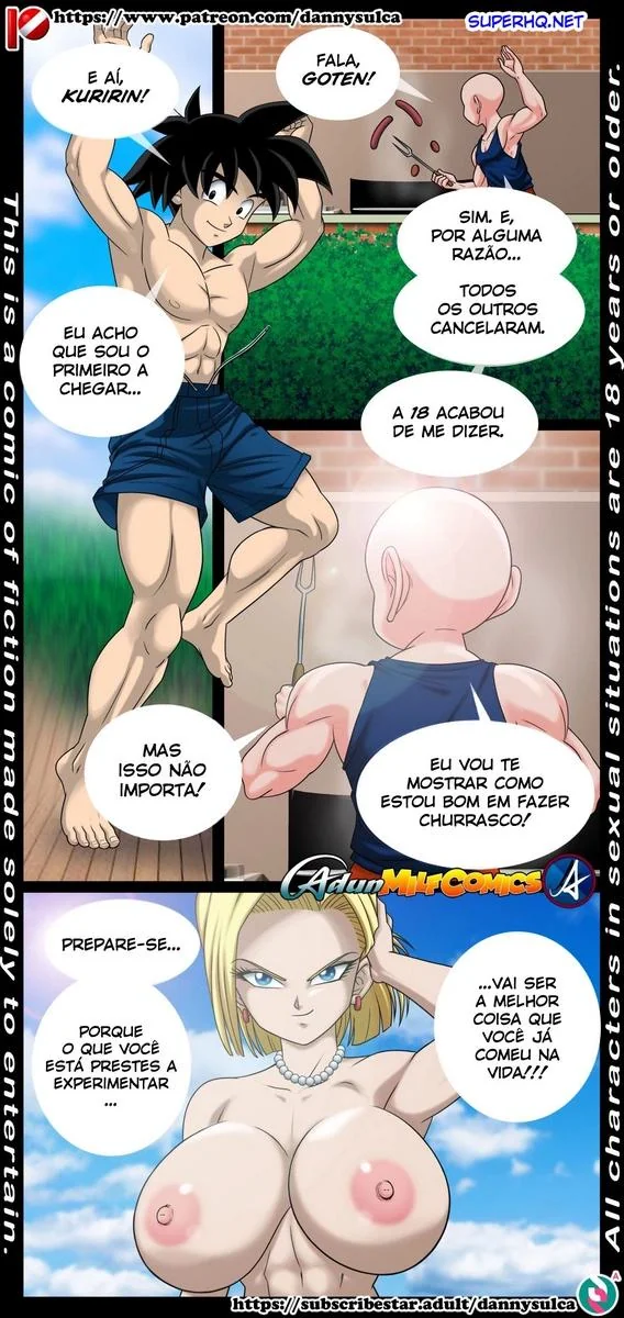 Festa no Kuririn: Gohan e Android 18 na maior putaria do Dragon Ball Hentai HQ Brasileiro