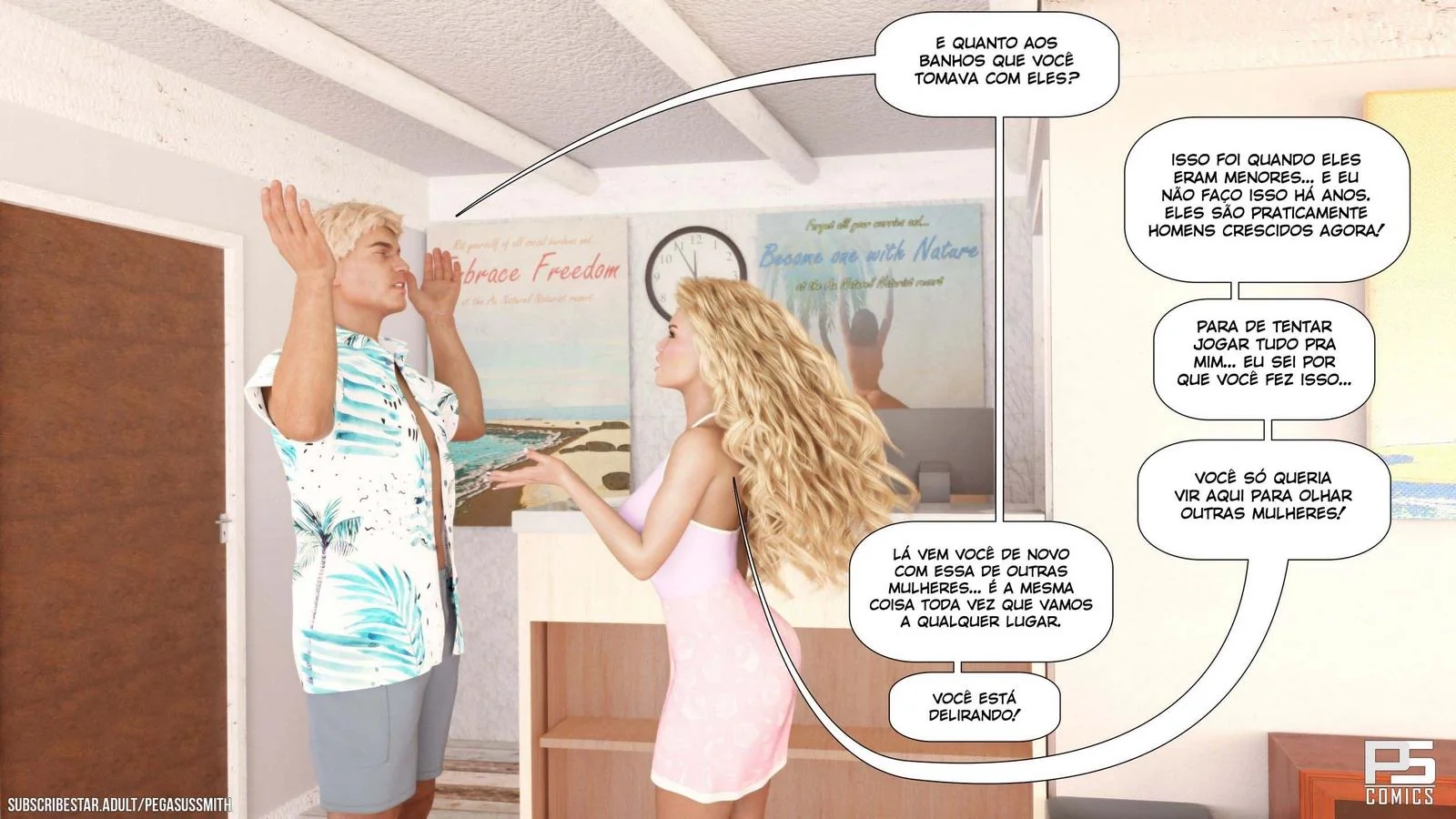 Nudist Resort: Kelly se aproveita da putaria e mostra o que é uma verdadeira piranha em Hentai HQ Brasileiro!