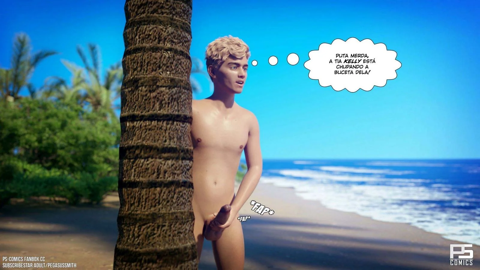 Kelly e a Ilha da Sacanagem – Aventuras ousadas em um Resort de Nudismo! Em Hentai HQ Brasileiro