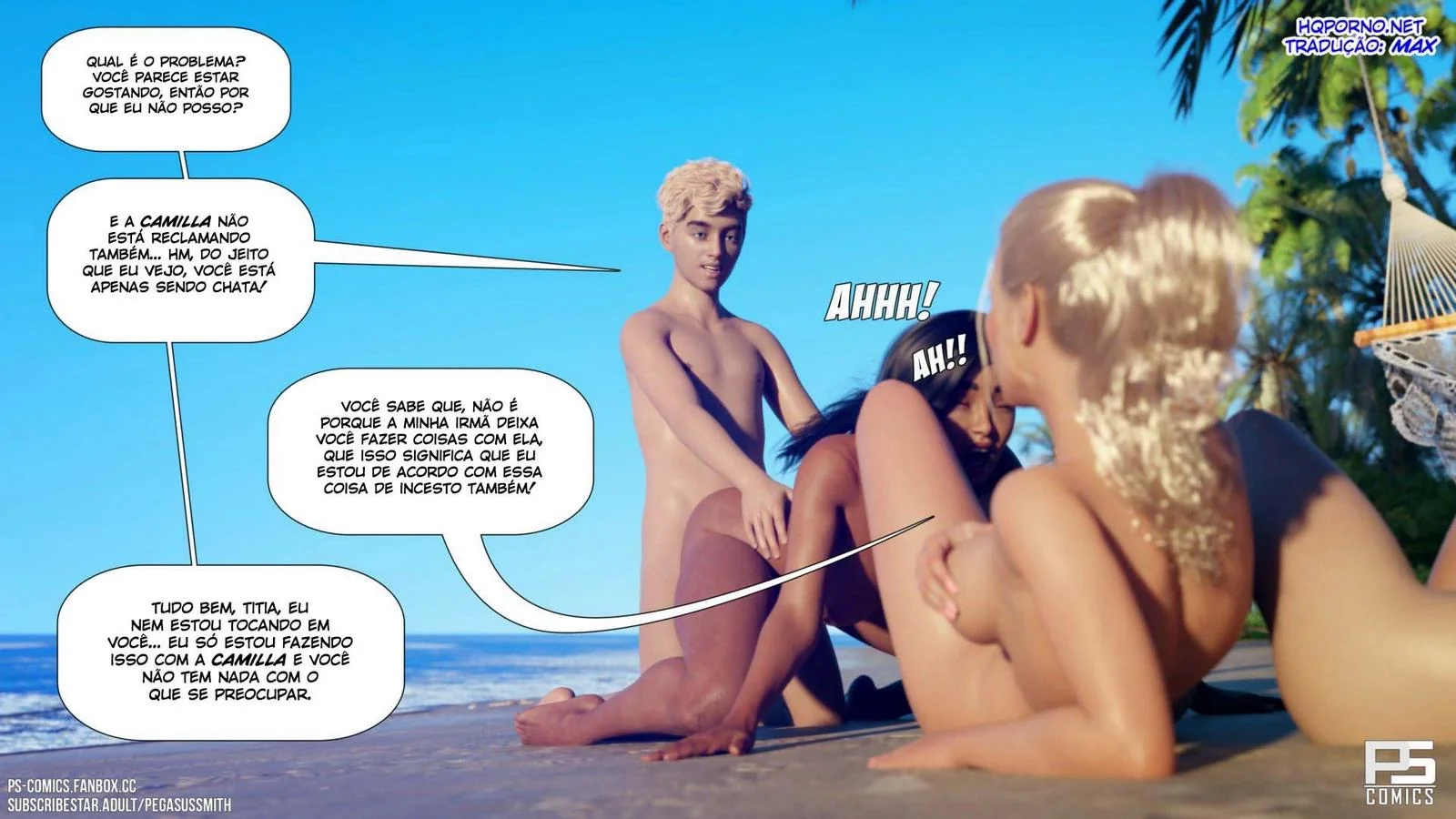 Kelly e a Ilha da Sacanagem – Aventuras ousadas em um Resort de Nudismo! Em Hentai HQ Brasileiro