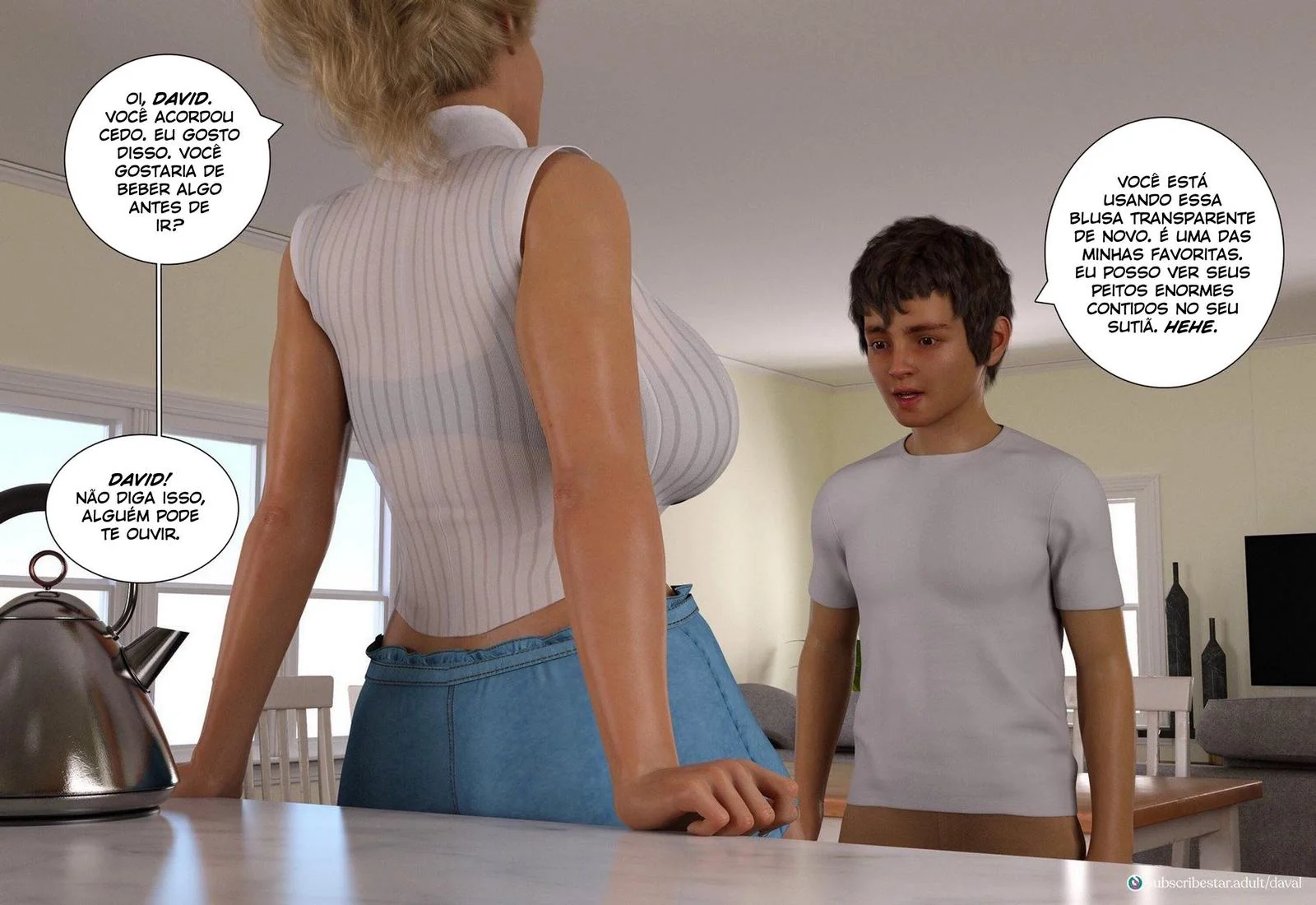 A Tarde de Sexo entre Sarah, David e Peter em Hentai HQ Brasileiro