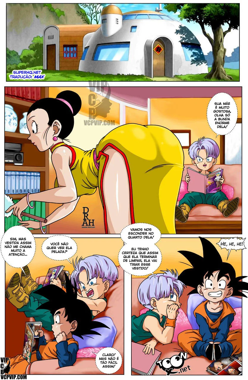 Dragon Boll Pornô: Kamehasutra – Milf Chi Chi Pega Goten e Trunks Espiando em Hentai HQ Brasileiro