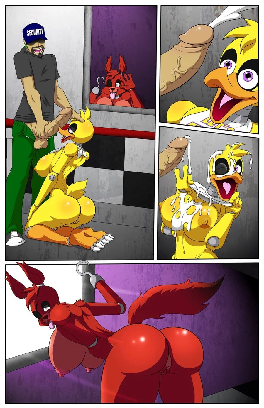 Segurança sortudo fode piranhas peitudas sedentas por pica em hentai HQ Brasileiro