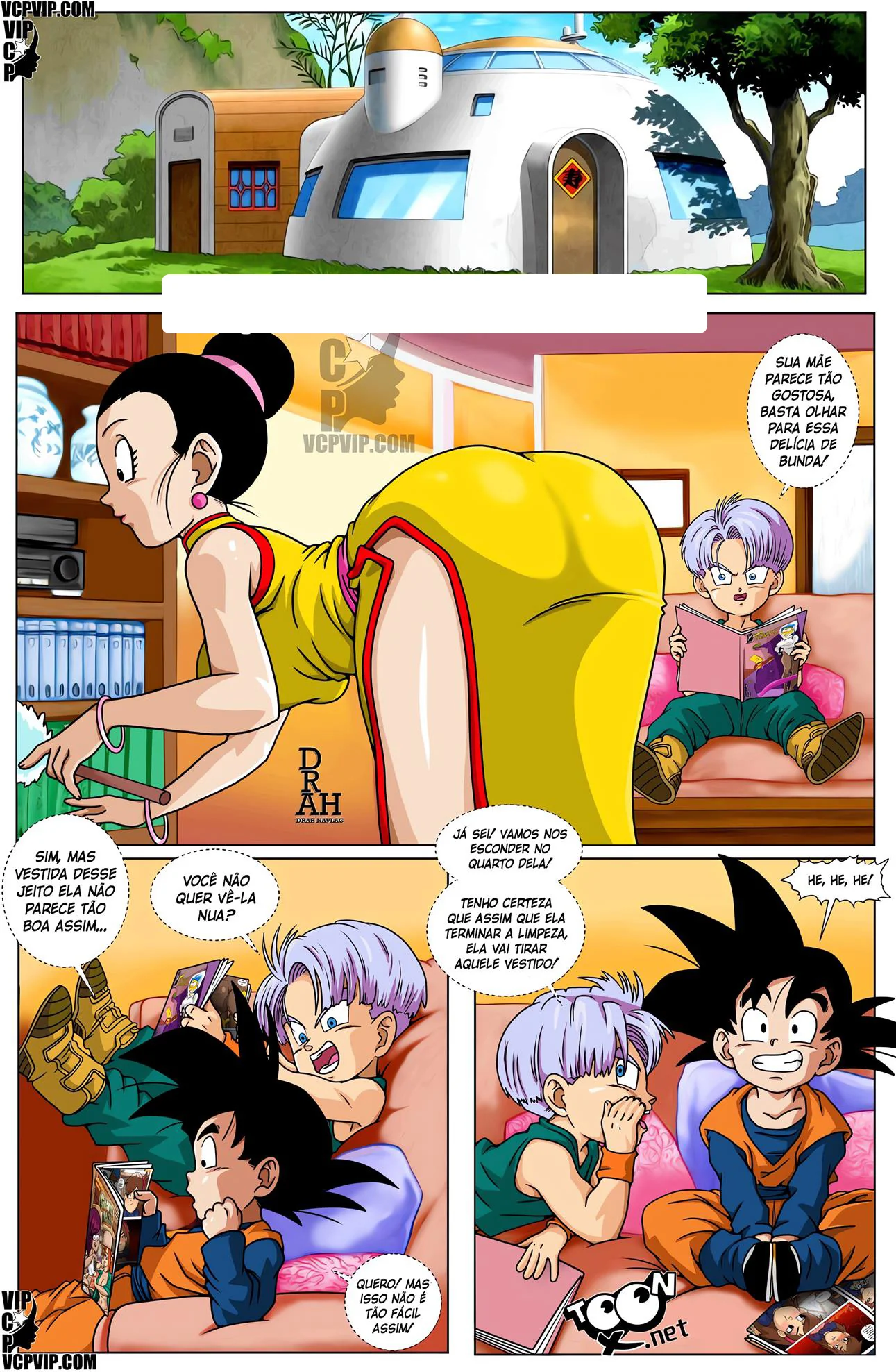 Trunks de olho na piranha da mãe de Goten em quadrinhos hentai HQ brasileiro