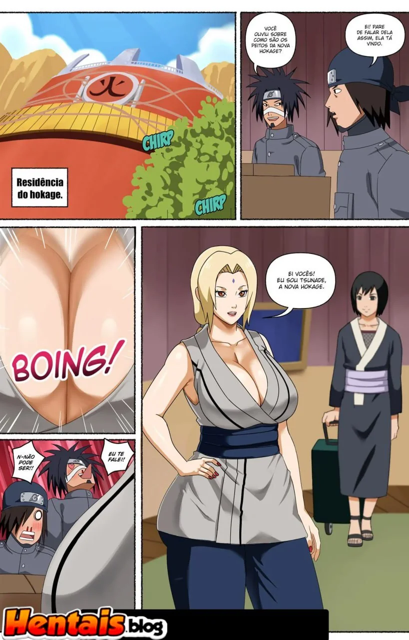 Tsunade nua mostrando a buceta