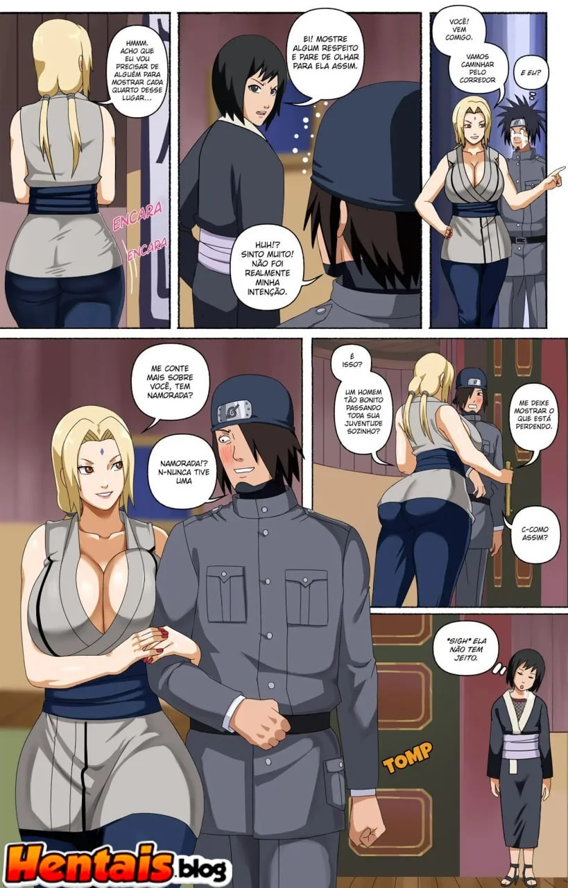 Tsunade nua mostrando a buceta