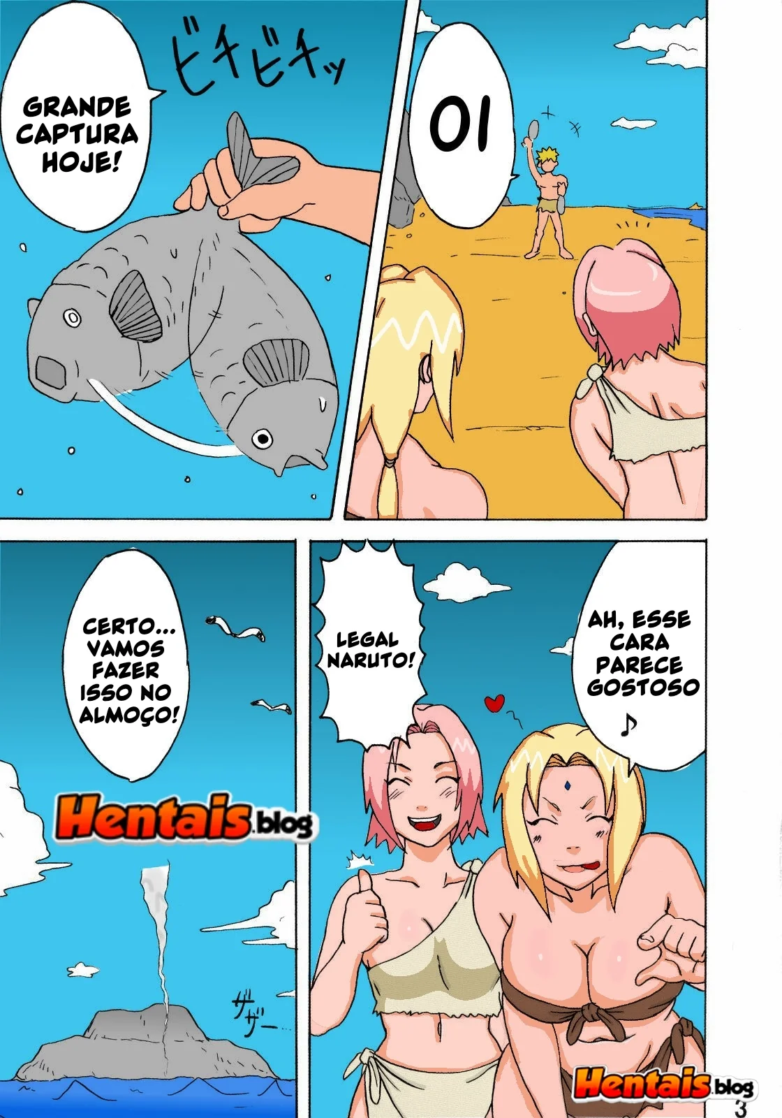 Naruto Pornô: Festa na Selva – Suruba com Sakura e Tsunade em Hentai HQ Brasileiro