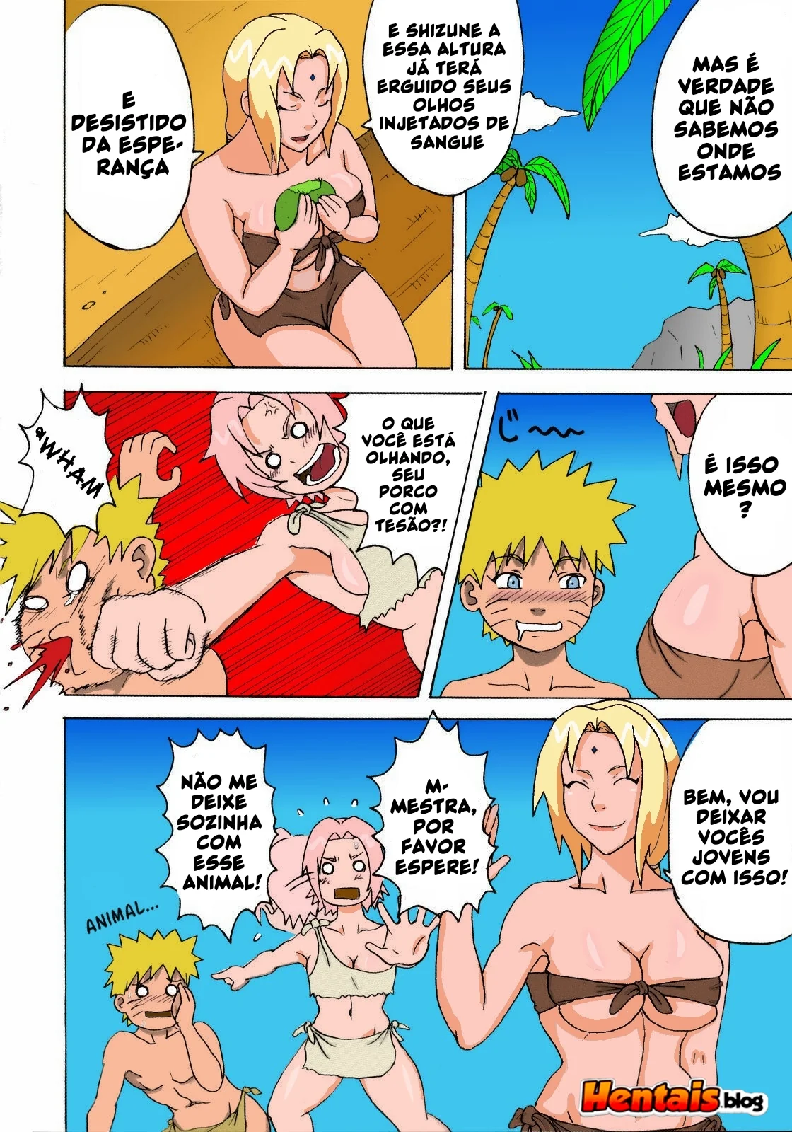 Naruto Pornô: Festa na Selva – Suruba com Sakura e Tsunade em Hentai HQ Brasileiro