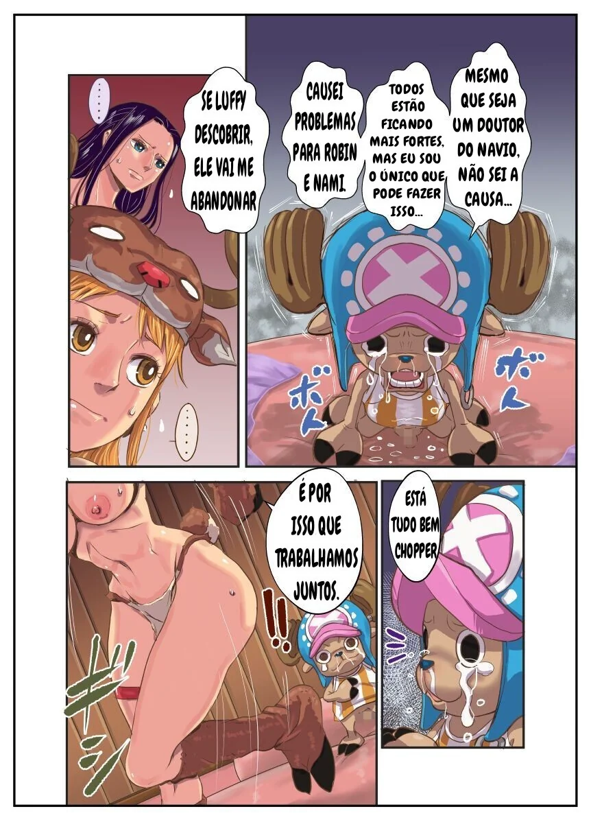 Chopper no cio: Duas piranhas ajudam o mascote de One Piece em Hentai HQ Brasileiro