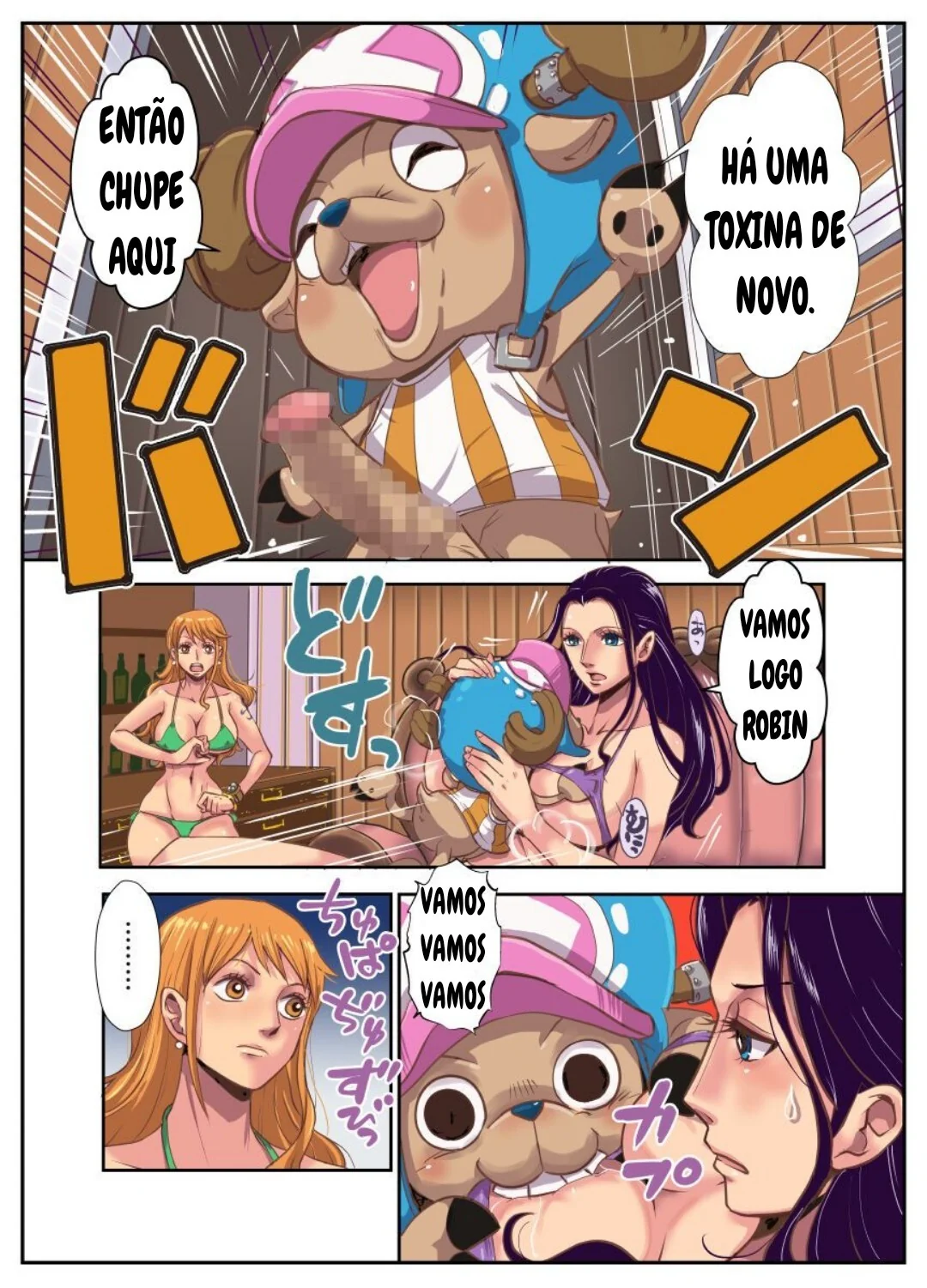 Chopper no cio: Duas piranhas ajudam o mascote de One Piece em Hentai HQ Brasileiro