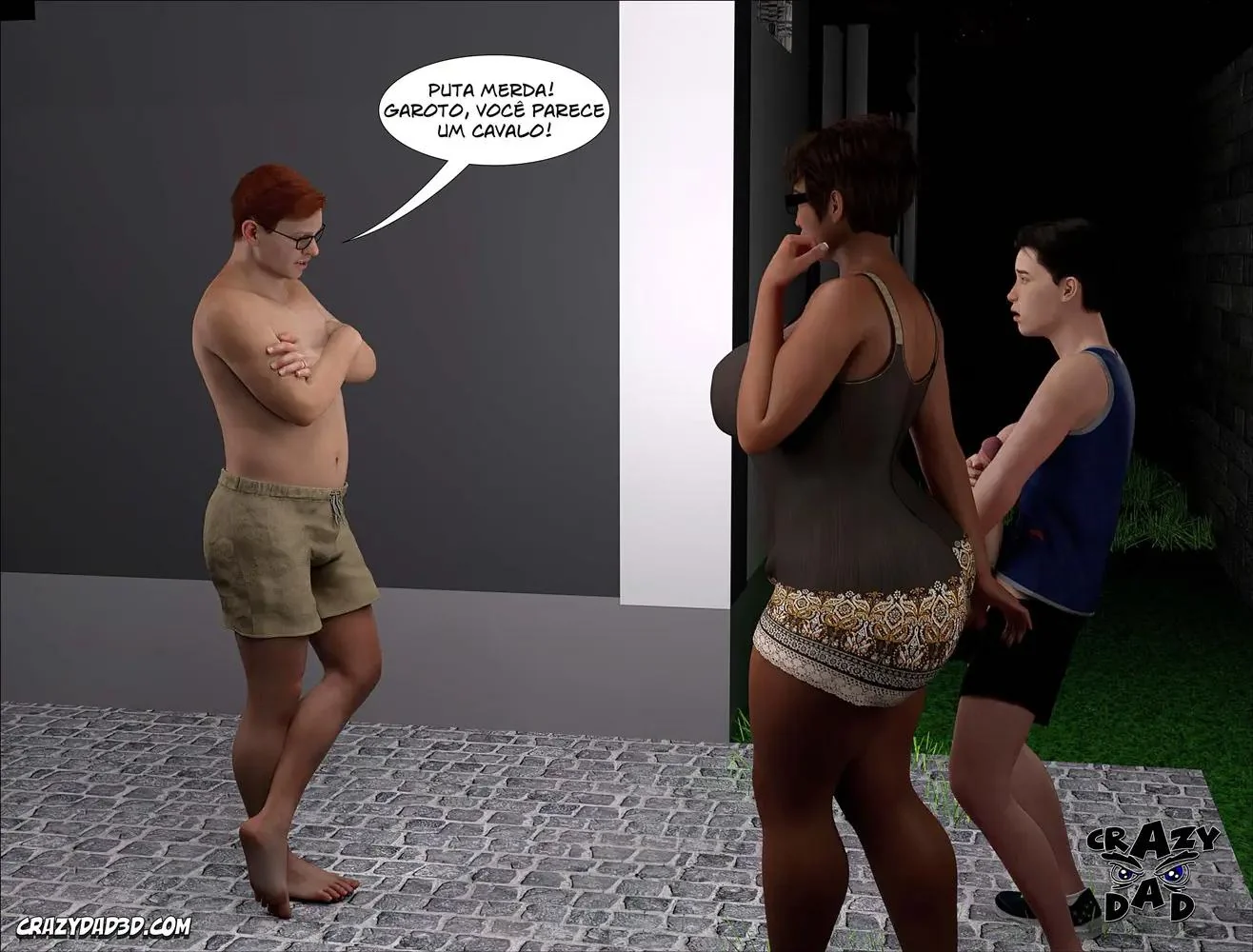 A Piranha Brandie traindo o marido com a piroca do garoto no quintal em HQ Brasileiro
