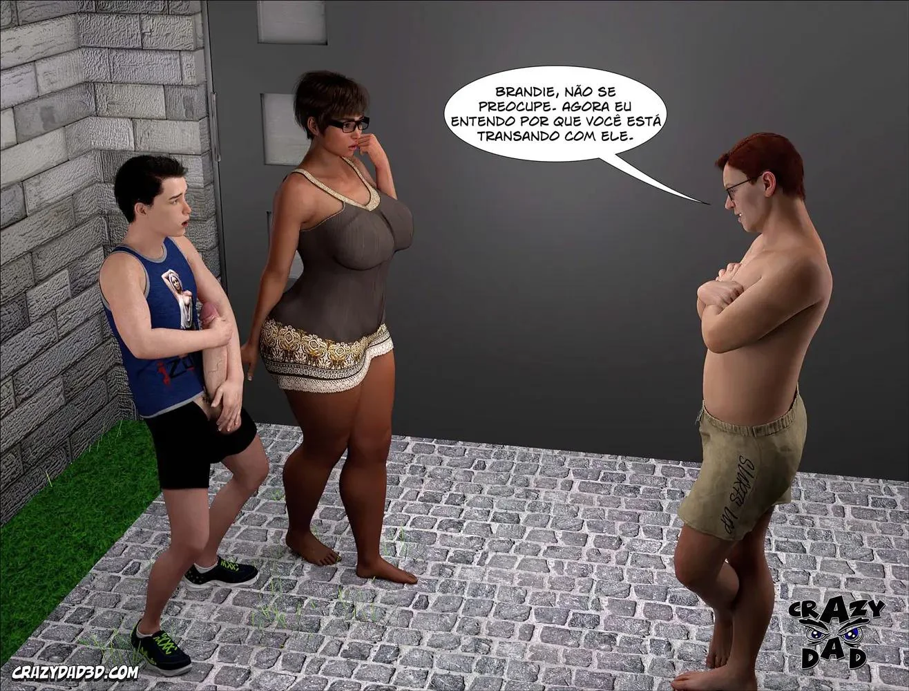 A Piranha Brandie traindo o marido com a piroca do garoto no quintal em HQ Brasileiro