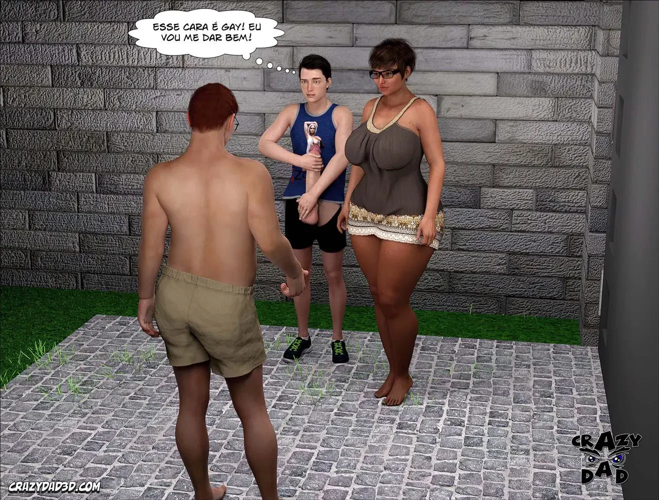 A Piranha Brandie traindo o marido com a piroca do garoto no quintal em HQ Brasileiro
