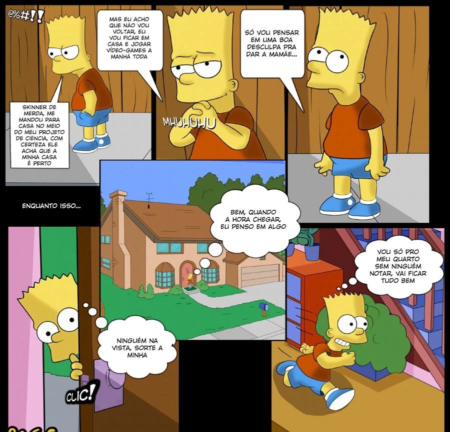 Bart arrombando a baiseira bucetuda da Marge em Simpsons Hentai HQ Brasileiro
