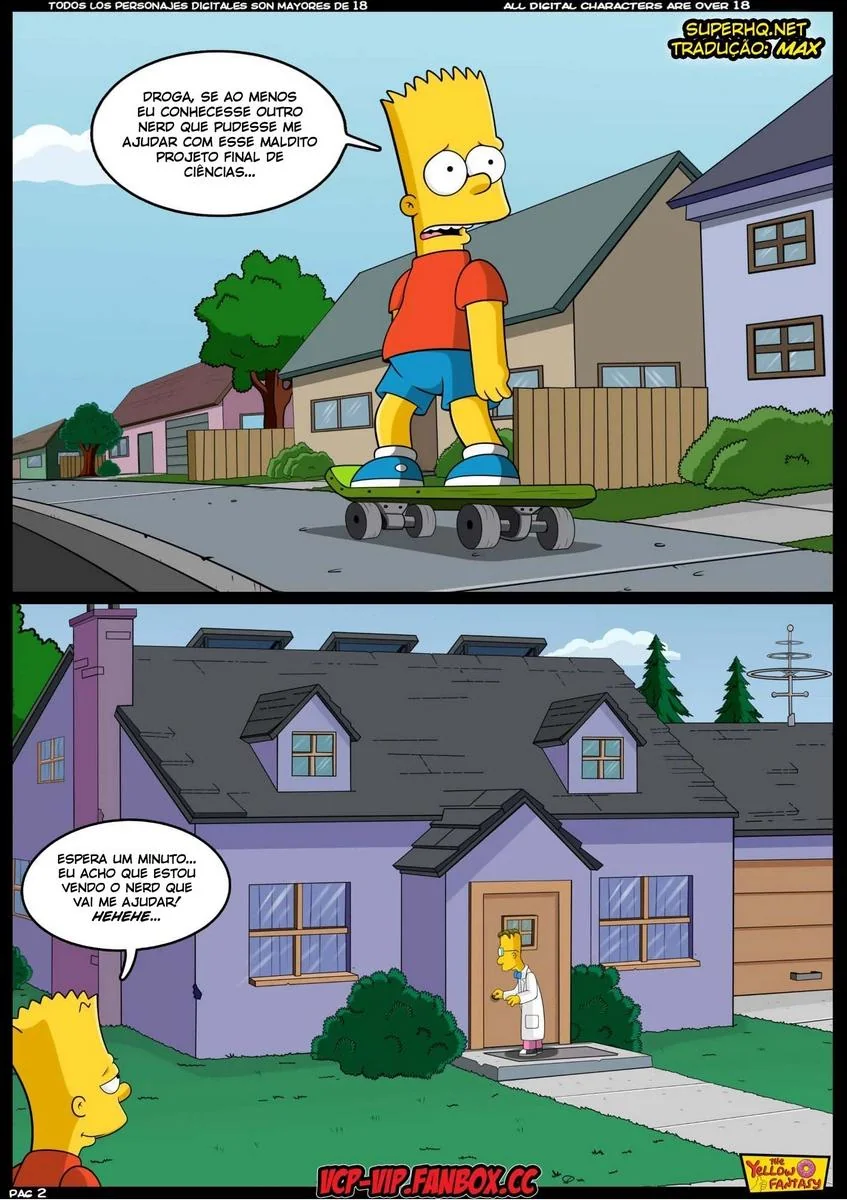Bart e o Professor Frink: Aulas Particulares de Ciências em Hentai HQ Brasileiro