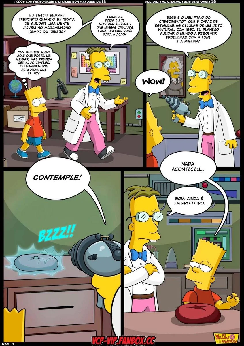 Bart e o Professor Frink: Aulas Particulares de Ciências em Hentai HQ Brasileiro