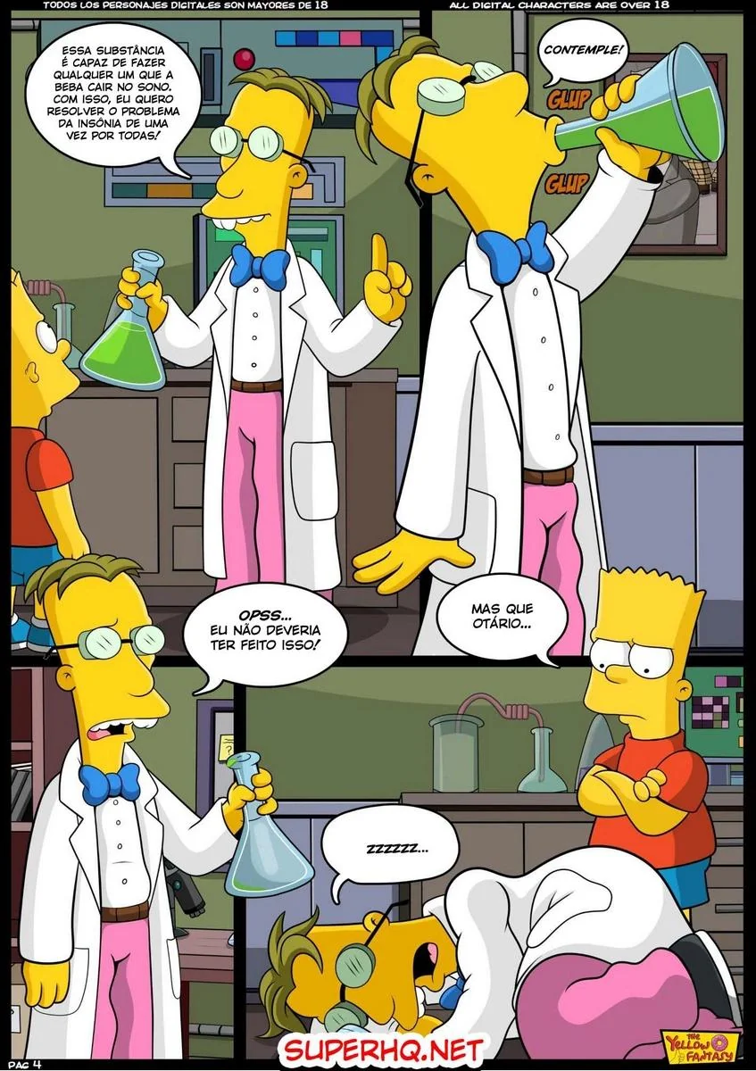 Bart e o Professor Frink: Aulas Particulares de Ciências em Hentai HQ Brasileiro