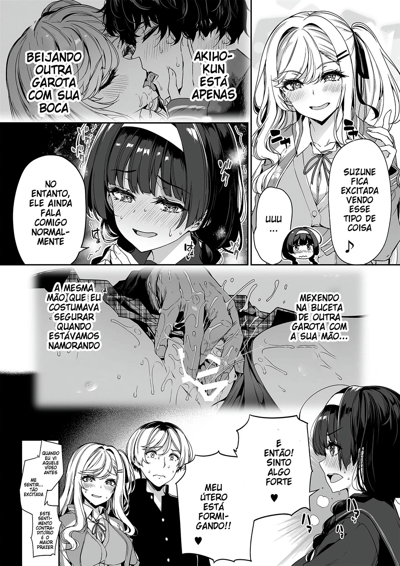 Brigas, Sexo Grupal e Peitudas: Akiho e sua amiga piranha em Hentai HQ Brasileiro