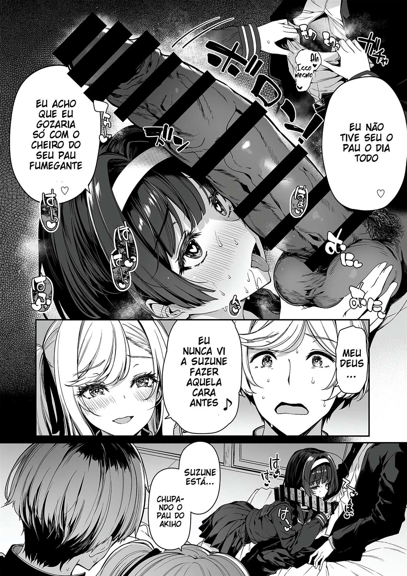 Brigas, Sexo Grupal e Peitudas: Akiho e sua amiga piranha em Hentai HQ Brasileiro